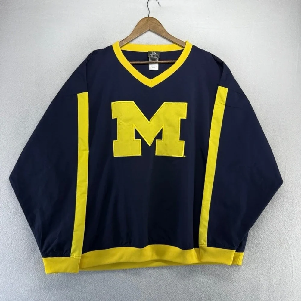 University of Michigan Windbreaker Jacket men's 2XL Blue Yellow Embroidered y2k